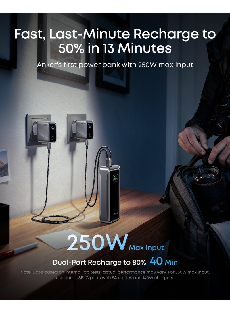 بانك الطاقة أنكر برايم، 26,250 مللي أمبير، شاحن محمول 3 منافذ مع 300 واط إخراج، شحن ثنائي الاتجاه، معتمد للطيران، تحكم عبر التطبيق، متوافق مع سلسلة آيفون 17/16، قاعدة الشحن غير مدرجة - Image 4